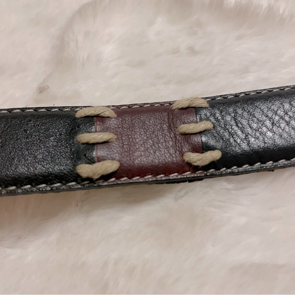 Dockers color-block leather equestrian belt with brass stirrup buckle, L - Picture 7 of 9